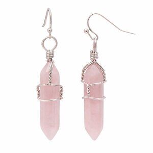 Wire Wrapped Rose Quartz Earrings